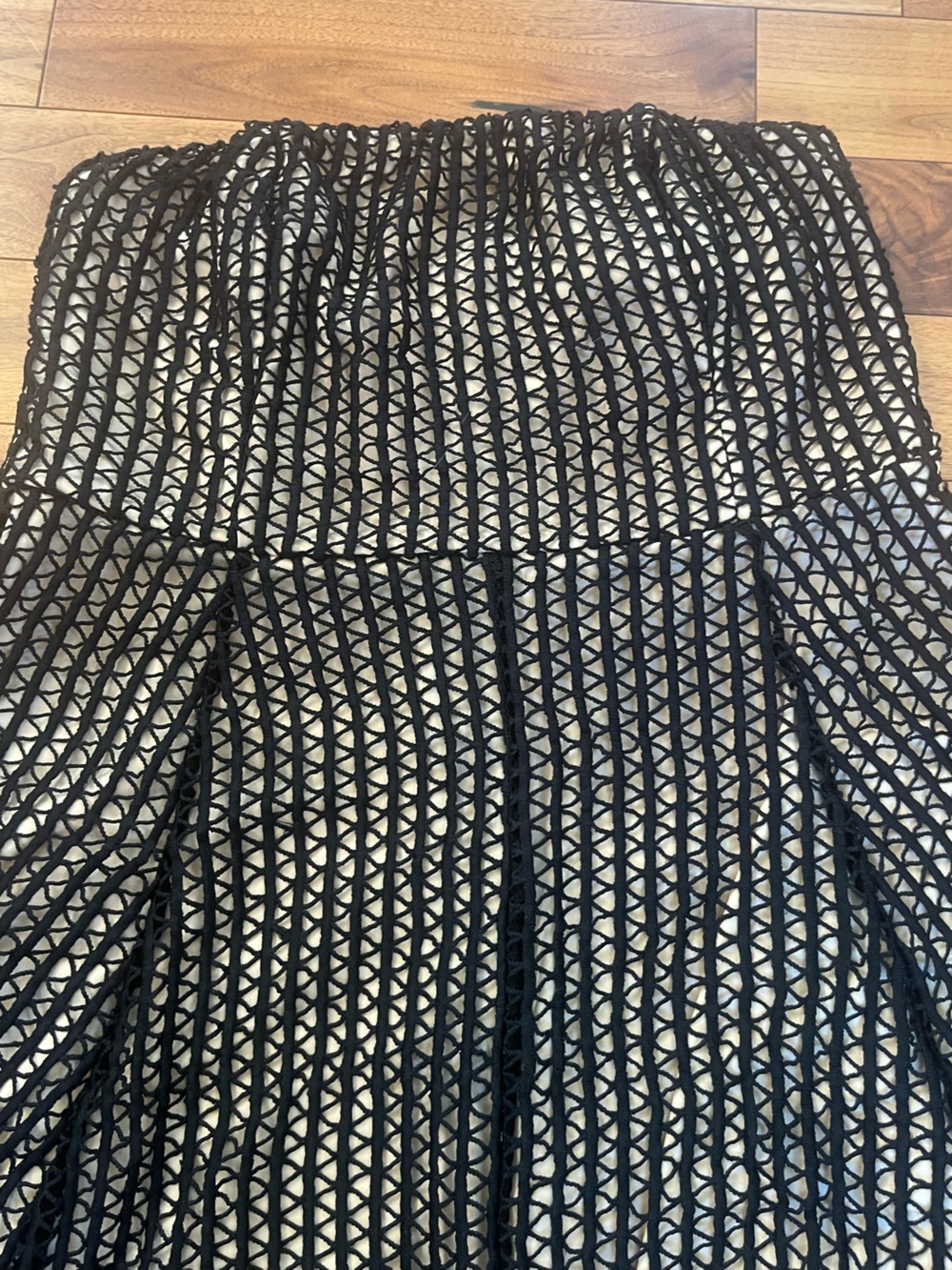 Lulu's Strapless Whimsy Goth Black and Gold Crochet Y2K Handkerchief Hem Dress - Picture 5 of 12